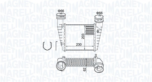 351319205210, Chladič turba, Chladič turba, MAGNETI MARELLI, 3B0145805D, 8D0145805, 8D0145805C, 0710.3014, 1.61.1592.4G, 30138A, 58004238, 702.022, 8ML376776-634, 96680, CI347000S, VNA4238