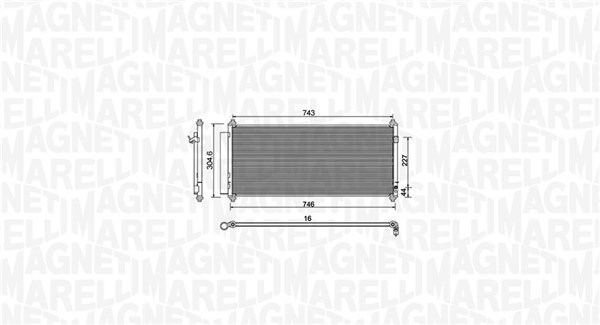 350203973000, Kondensator, Klimaanlage, MAGNETI MARELLI, 80100SZTG01, 80110TM8A01, 0819.3023, 1.31.3787.PDH, 25005264, 35943, 43475, 814411, 8FC351010-284, 940240, AC904000S, DCN40030, HD5264D, HDA5264D