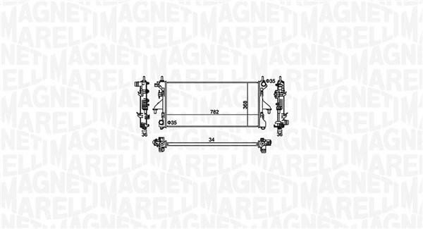 350213126900, Radiator, engine cooling, MAGNETI MARELLI, 1349196080, 1349207080, 1362308080, 0204.2039, 109.398/A, 1.40.21127.132, 40012305, 54202A, 63556, 701665, 8MK376745-021, CR880000P, DRM21101, PEA2304