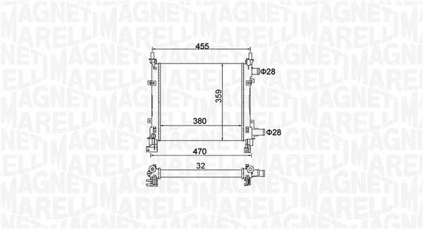 350213161900, Radiator, engine cooling, MAGNETI MARELLI, 1025533, 1671697, 0105.3055, 110.086/A, 1.40.13739.534, 18002260, 54671, 62083A, 734772, 8MK376720-271, CR626000S, DRM10061, FDA2260