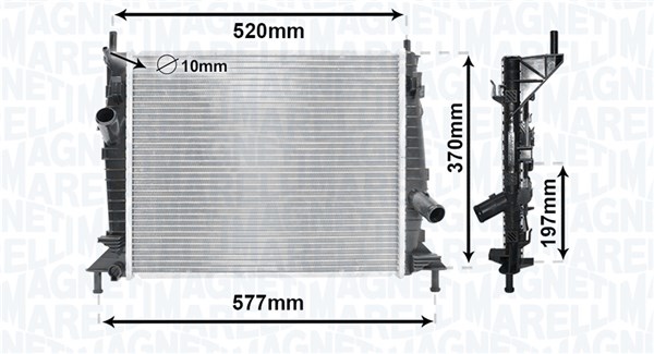 350213169900, Kühler, Motorkühlung, MAGNETI MARELLI, 1305491, 1309413, 1318176, 1354176, 3M5H8005PG, 3M5H8005PH, 3M5H8005PJ, 3M5H8005PK, 0105.3083, 110.130, 1.40.21570.116, 18002368, 53028, 62112, 734319, 8MK376764-271, CR1352000S, FD2368
