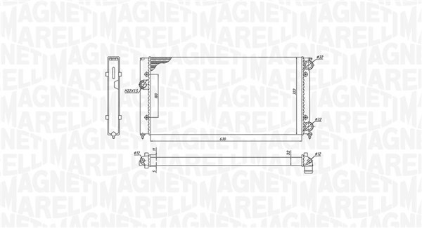 350213185300, Chladič, chlazení motoru, Chladič, MAGNETI MARELLI, 1H0121253D, 1H0121253E, 1H0121253H, 1H0121253Q, 0110.3024, 131.023, 1.41.1556.534, 54664, 58002109, 651931, 731025, 8MK376713-424, CR348000S, DRM32035, vn2109