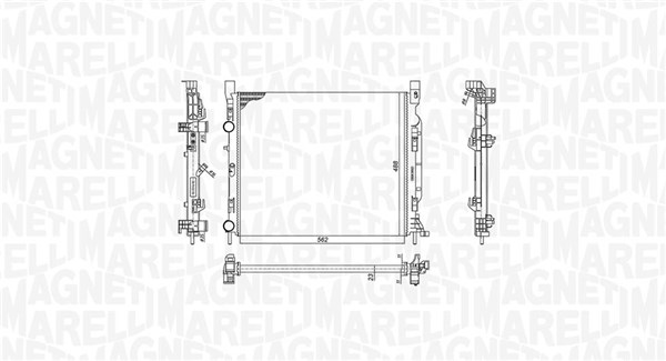 350213186900, Radiator, engine cooling, MAGNETI MARELLI, 8200455801, A4155000102, A8200455801, 0106.3113, 123.193/A, 43002470, 53002, 637623, 8MK376755-511, CR1155000P, DRM23037, RT2470, CR1155000S