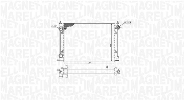 350213187400, Radiator, engine cooling, MAGNETI MARELLI, 171121253CH, 191121253C, 191121253D, 191121253K, 191121253L, 191121253M, 0110.3087, 131.004, 1.40.15723.534, 529505, 58002040, 651811, 883820, 8MK376713-331, CR343000S, DRM32004, VNA2040