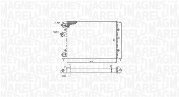 350213187700, Radiator, engine cooling, MAGNETI MARELLI, 6N0121253, 6N0121253A, 6N0121253B, 6N0121253J, 0110.3014, 131.006, 1.40.15724.534, 58002028, 58819, 651851, 730503, 8MK376713-741, CR364000S, DRM32007, VN2028, 0110.3020, 651871