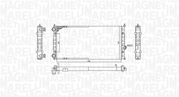 350213187800, Radiator, engine cooling, MAGNETI MARELLI, 6K0121253A, 6K0121253Q, 0112.3010, 126.008, 1.40.15682.534, 49002021, 54687, 652681, 730945, 8MK376713-734, CR363000S, DRM26009, ST2021