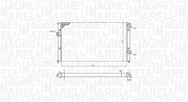 350213191200, Kühler, Motorkühlung, MAGNETI MARELLI, 1H0121253AE, 1H0121253BC, 1H0121253BL, 0110.3026, 131.031, 54693, 58002104, 65243, 732437, 8MK376714-491, CR399000S, DRM32027, VN2102, 58002102, VNA2102