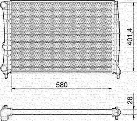 350213194000, Radiator, engine cooling, MAGNETI MARELLI, 46849783, 50518255, 01002087, 0113.3017, 109.356, 53239, 60060, 8MK376900-001, AL2087, 109.356/O