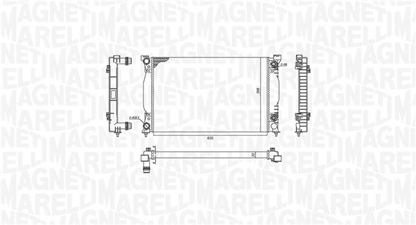 350213196600, Kühler, Motorkühlung, MAGNETI MARELLI, 8E0121251AQ, 8E0121251B, 8E0121251L, 0110.3122, 03002202, 102.098, 50543, 60305A, 734269, 8MK376717-231, AI2202, CR484000S, 102.098/A