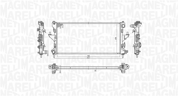 350213198200, Kühler, Motorkühlung, MAGNETI MARELLI, 1330Q2, 1340359080, 1330Q3, 1342588080, 1330S3, 1342688080, 1330Z4, 1361274080, 1333C6, 1362305080, 1333E5, 1362306080, 1366650080, 1614156780, 0204.2039, 109.398/A, 1.40.13729.534, 40002308, 54202, 63555A, 701727, 8MK376745-101, CR881000P, DRM21100, PEA2308, 0204.9035, 109.399/A, 40002309, 54203, DRM21101