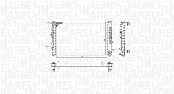 350213199900, Chladič, chlazení motoru, Chladič, MAGNETI MARELLI, 4B0121251F, 4B0121251K, 8D0121251D, 8D0121251N, 0110.3120, 03002124, 102.054/A, 1.40.13126.534, 539504A, 60497, 731756, 8MK376715-331, AI2124, CR423000S, DRM02032, 8MK376715-334, AIA2124