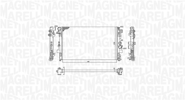 350213955000, Chladič, chlazení motoru, Chladič, MAGNETI MARELLI, A6395010401, A6395011101, 0106.3111, 118.167, 30002356, 53801, 62572, 734887, 8MK376719-741, CR608000P, DRM17012, MS2356