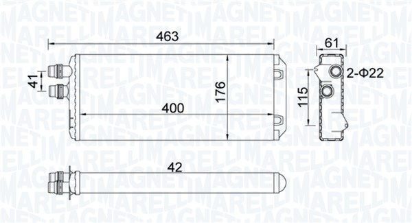 Heat Exchanger, interior heating - 350218325000 MAGNETI MARELLI - 42539455, 42539456, 42553963