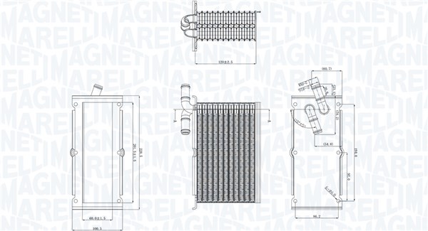 351319205430, Chladič turba, Chladič turba, MAGNETI MARELLI, 03C145749B, 03F145749C, 0710.3057, 30045, 58004305, 702.077, 818838, 96470, CI315000S, VN4305