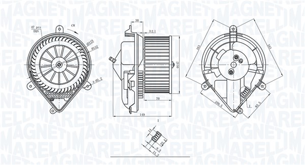 069412228010, Interior Blower, MAGNETI MARELLI, 6441A0, 0599.1198, 1.16.12113, 306.166, 34054, 4038774, 715238, 87175, 8EW009159-681, AB72000P, PE8394