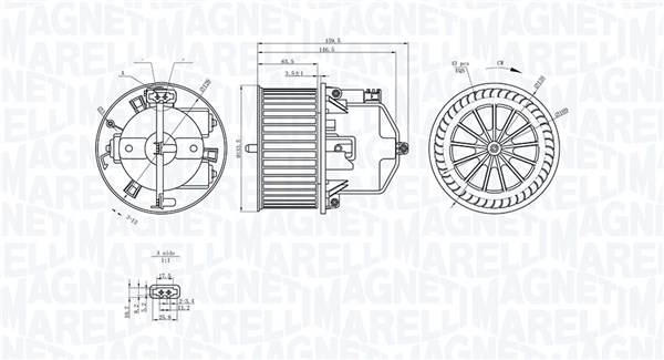 069412352010, Innenraumgebläse, MAGNETI MARELLI, 30767008, LR002630, 31267505, LR009738, 31291516, LR010387, 312915168, LR016627, 8623276, 0599.1229, 1.16.12142, 34184, 342.007, 5960773, 87223, 884563, 8EW351040-461, AB120000P, DEA33002, K92220, VO8178