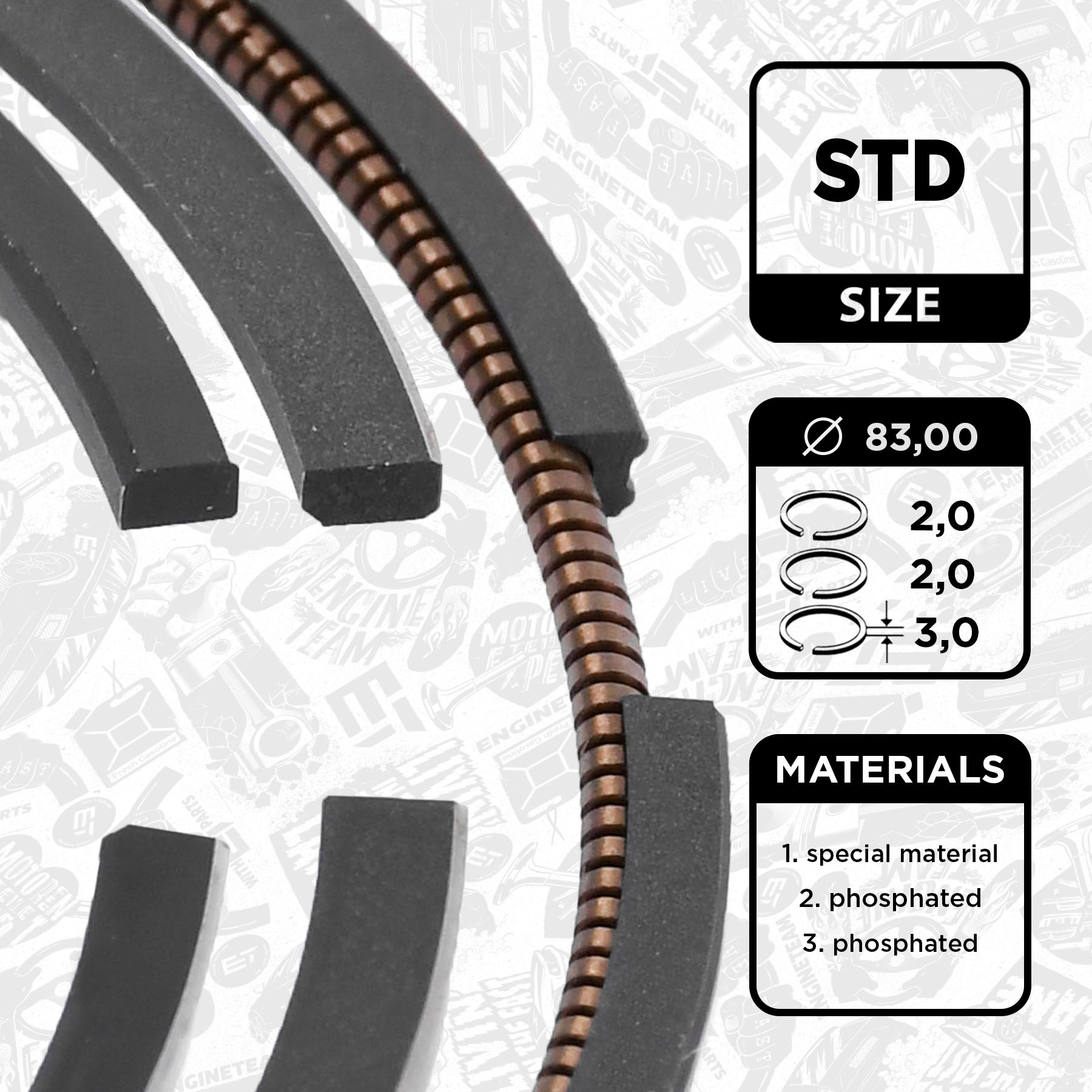 Piston Ring Kit R1012500 ET 059198151M K